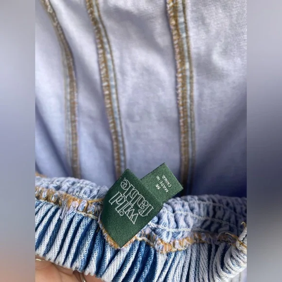 Wild Fable~Lavender Blue Tubed Cargo Denim Jumpsuit with Shirred Back~Size M NWT - Picture 11 of 14